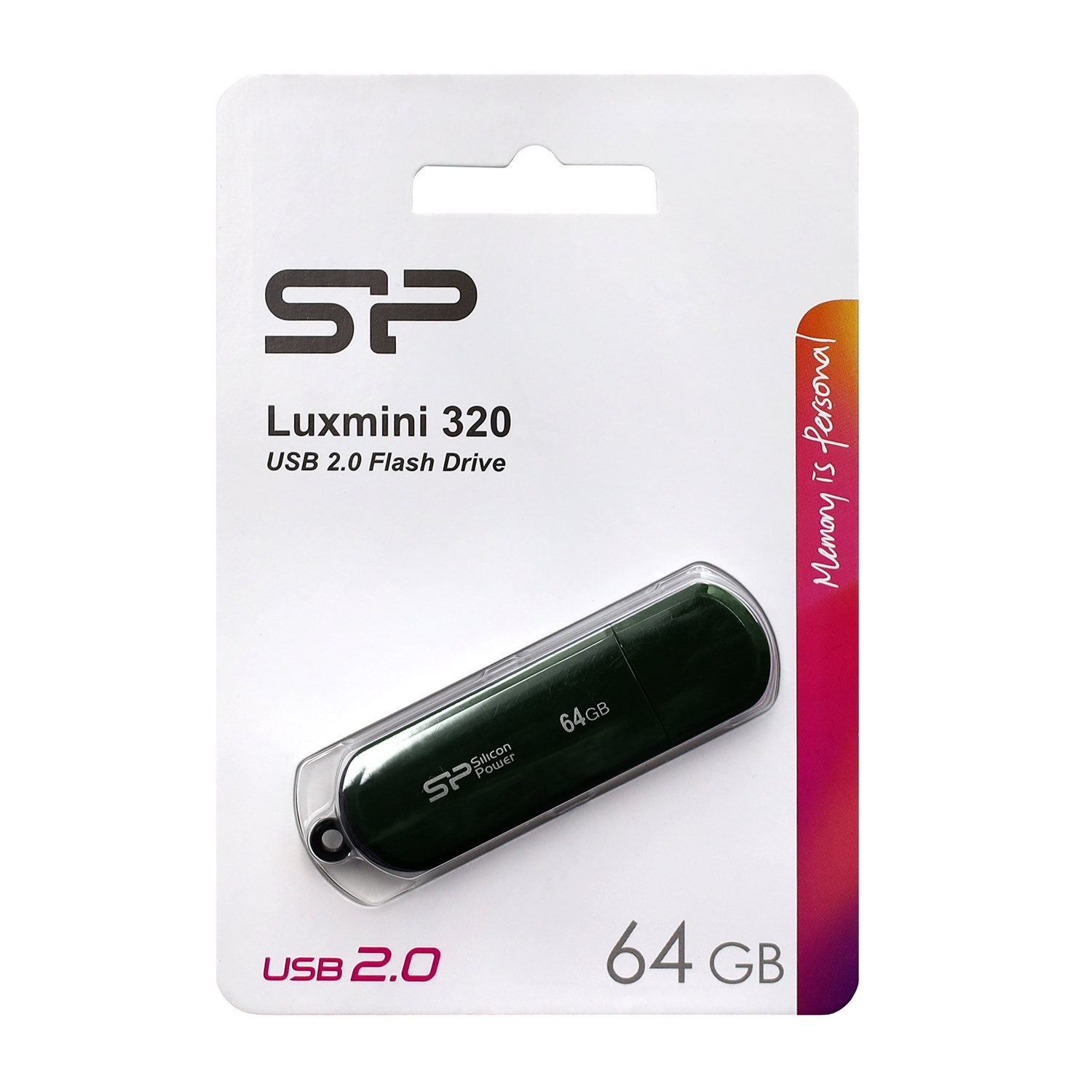 Флешка USB Silicon Power LuxMini 320, SP064GBUF2320V1N, 64GB, Зелёный