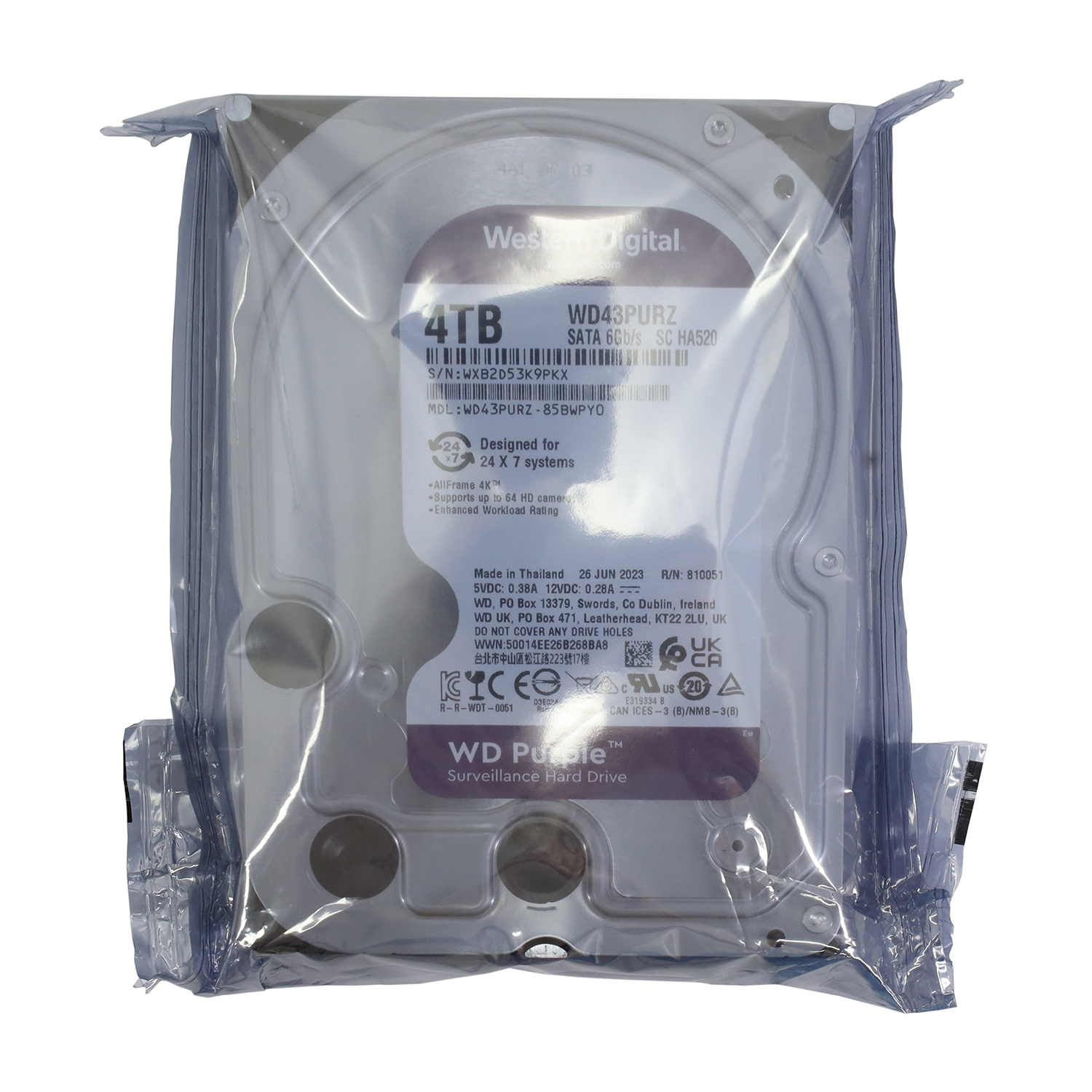 Жесткий диск Western Digital Purple, 4000 GB
