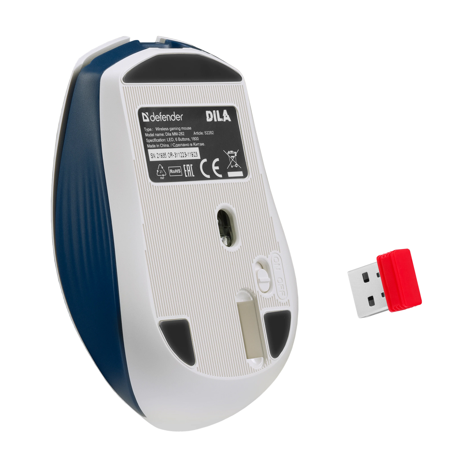 Мышь Defender Dila MM-282 LED, Голубой