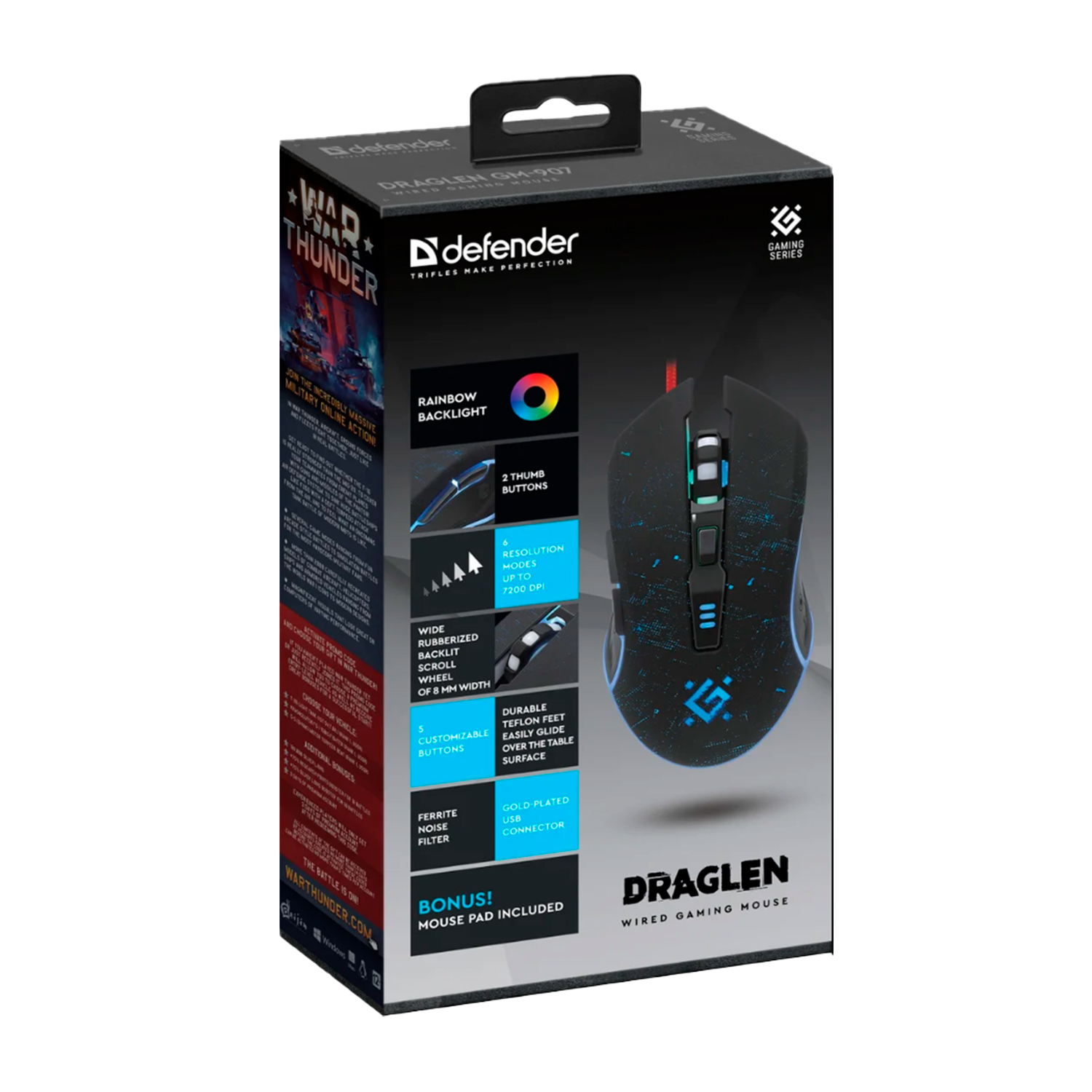 Мышь Defender Draglen GM-907, USB, (52907)