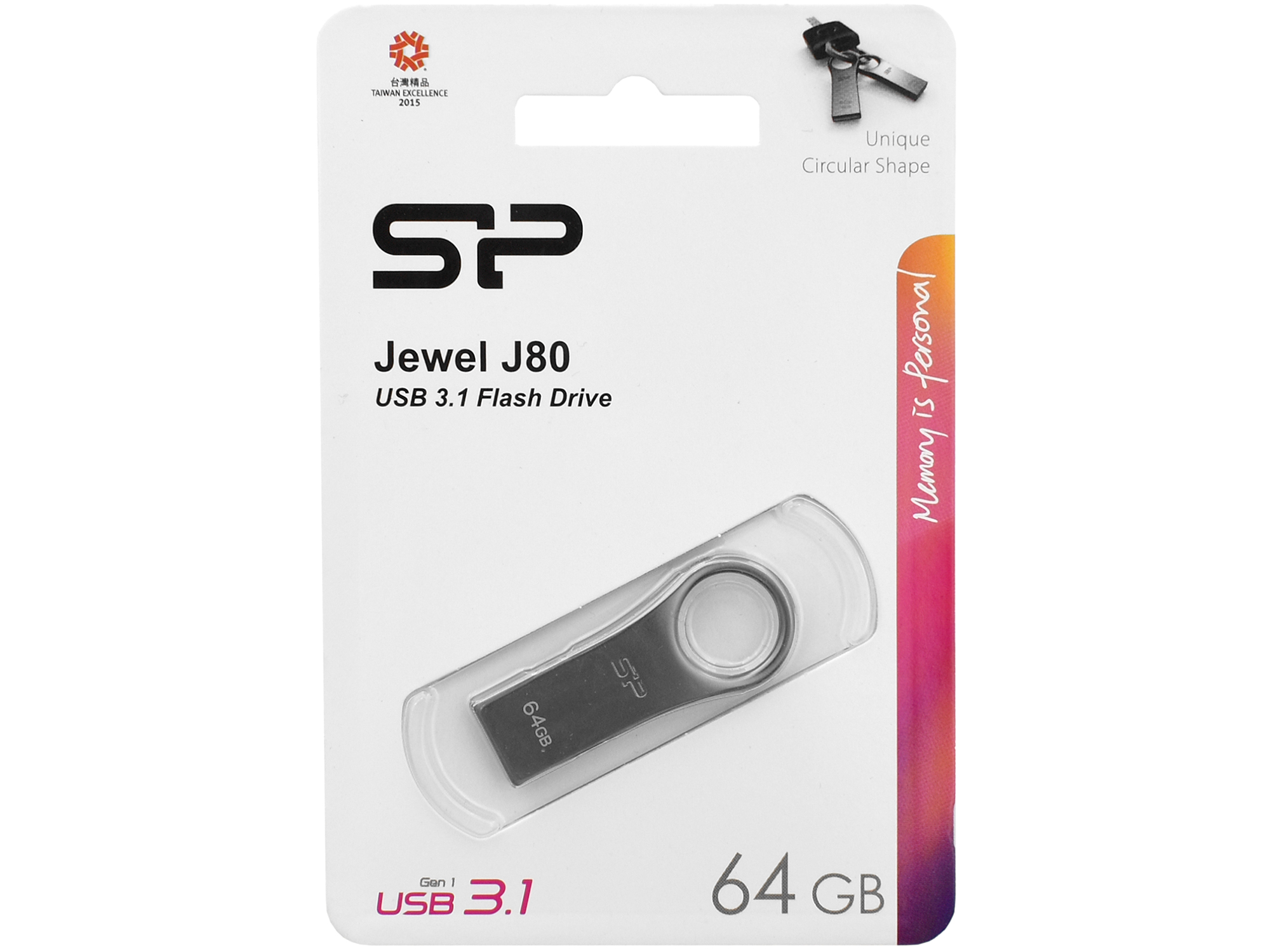 Флешка USB Silicon Power, Jewel J80, 64GB, Серый