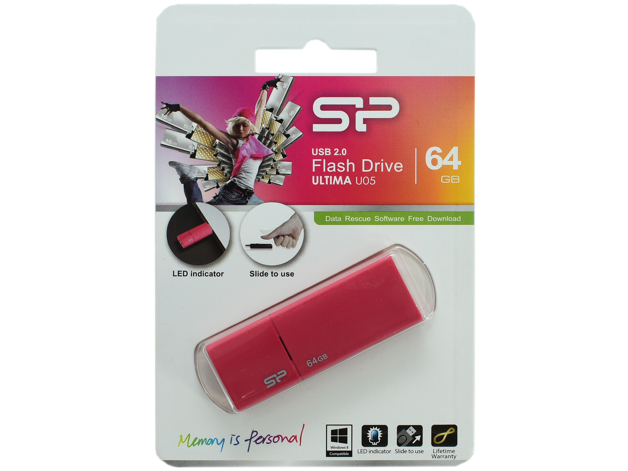 Флешка USB Silicon Power, Ultima U05 SP064GBUF2U05V1H, 64GB, Розовый