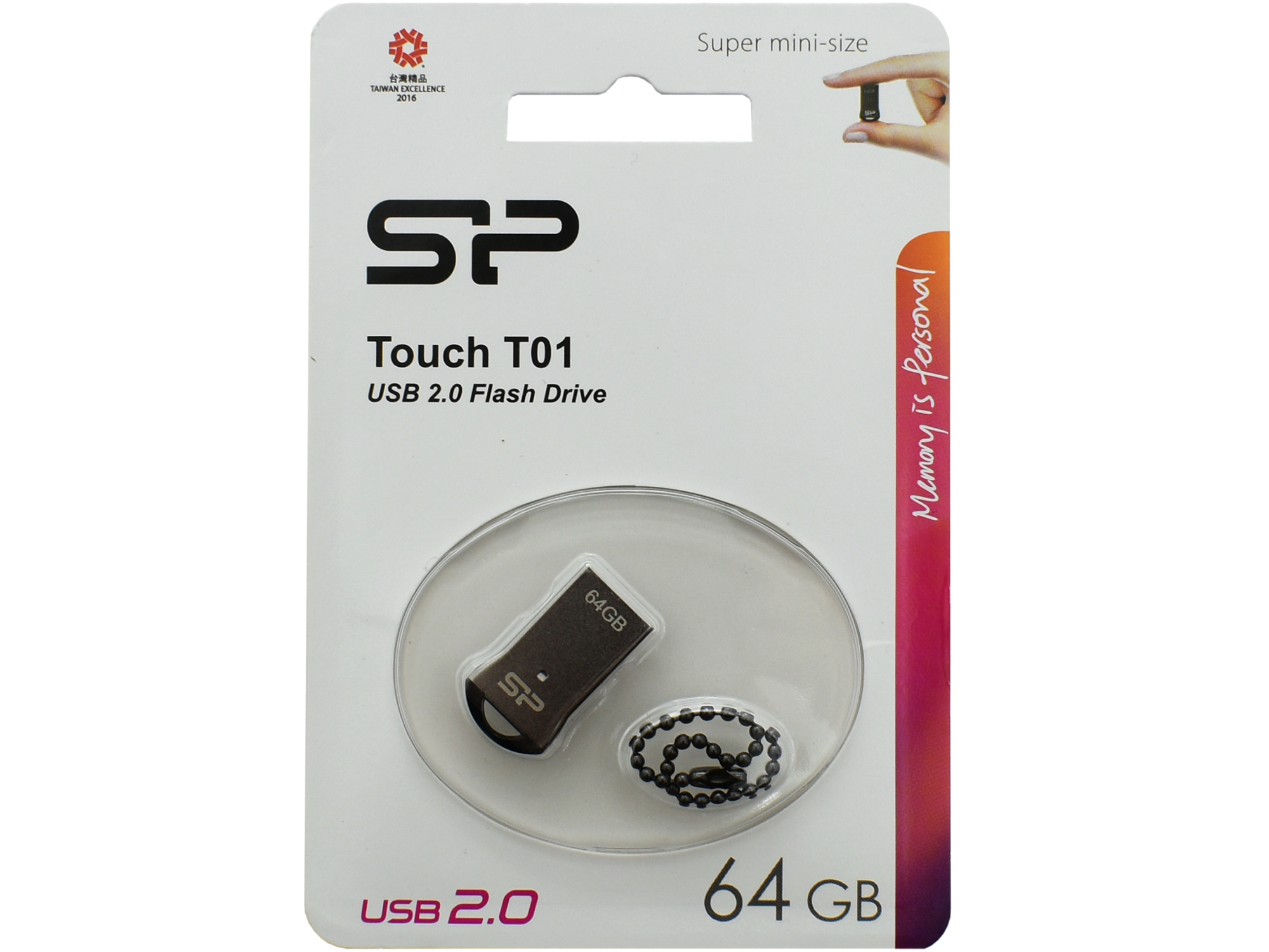 Флешка USB Silicon Power, Touch T01, 64GB, Серый