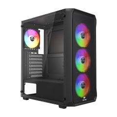 Корпус ATX midi tower  Wintek, Wintek Tornado Pro, PS195-B-M TG, (без БП), Black