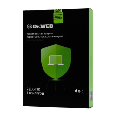 Антивирус Dr.Web Security Space, подписка на 1 год на 2 ПК, box